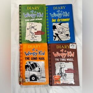 Diary of a Wimpy Kid Book Lot 4 Hardcover Books Kids Chapter Books Bundle